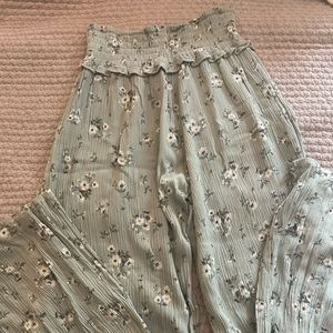 Sage floral flowy pants